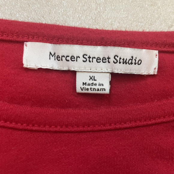 Mercer Street Studio Shirt Women Extra Large Red Christmas Cats Applique Holiday - Picture 5 of 13